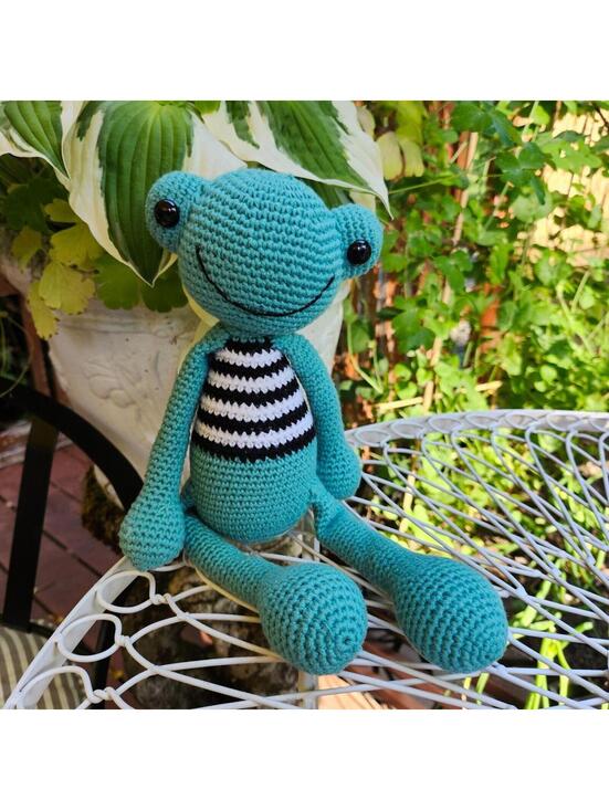 Other - Handmade Crochet Frog Plush Amigurumi Stuffed Animal 18" Long